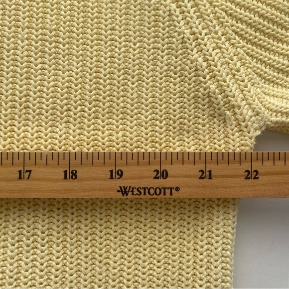 Vintage Parker of Vienna Butter Yellow 100% Cotton Chunky Knit Sweater Size L - Picture 3 of 8